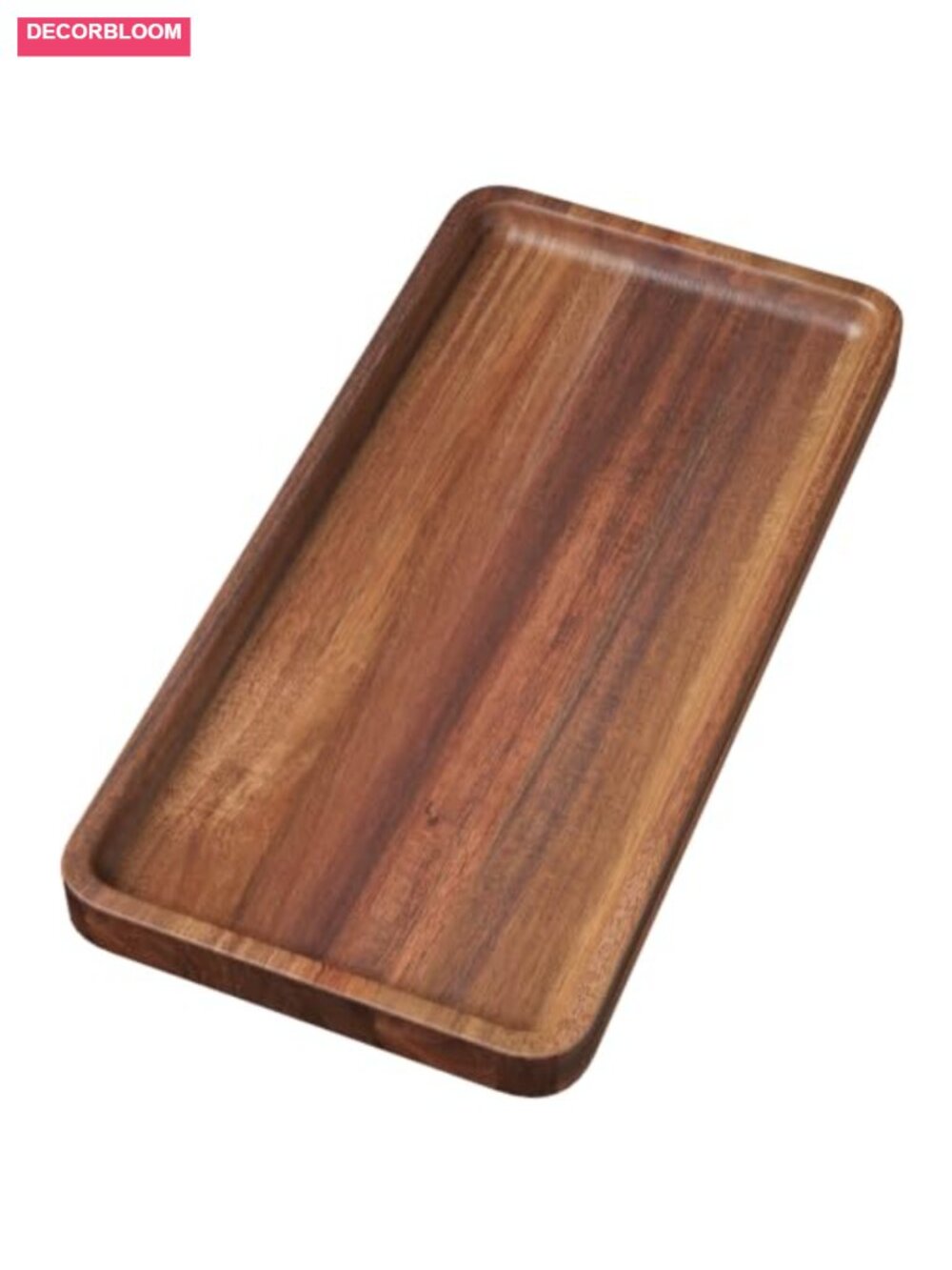 Acacia Wood Serving Tray 11.8x5.9 Inch Rectangular Lacquered Snack & Decor Tray
